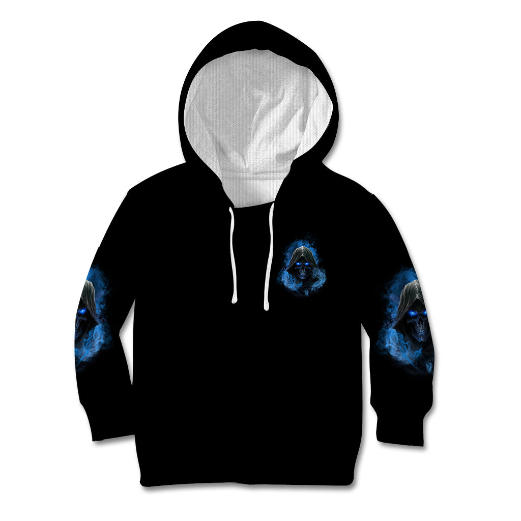 When I Was Born Reaper Fire Blue Kid Hoodie - Wonder Print Shop