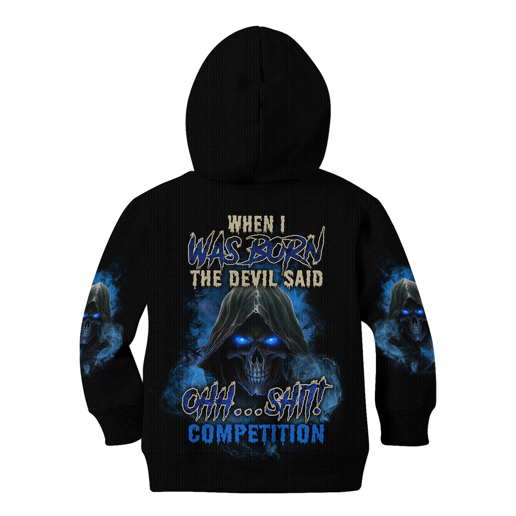 When I Was Born Reaper Fire Blue Kid Hoodie - Wonder Print Shop