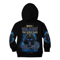 When I Was Born Reaper Fire Blue Kid Hoodie - Wonder Print Shop