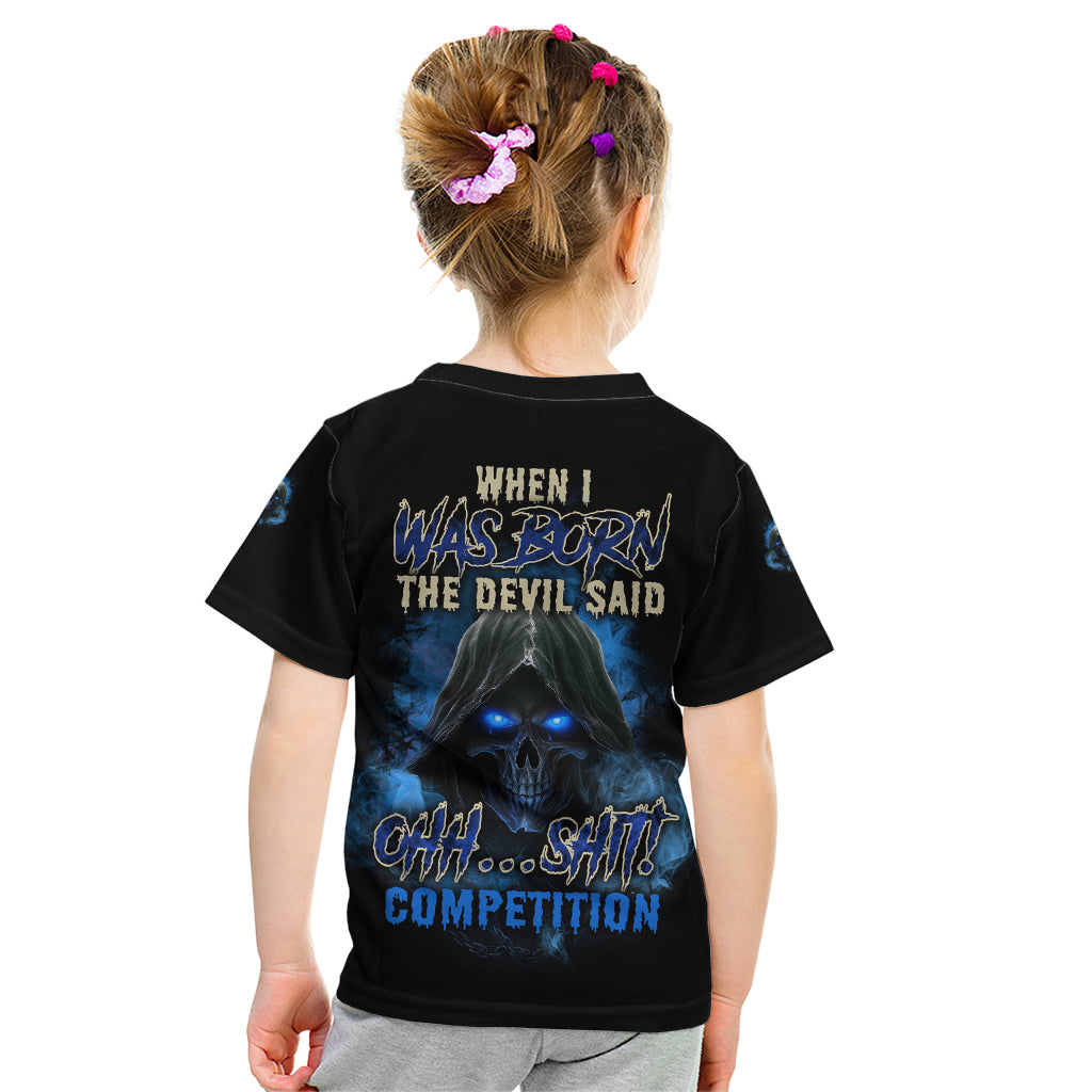 When I Was Born Reaper Fire Blue Kid T Shirt - Wonder Print Shop