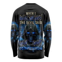 When I Was Born Reaper Fire Blue Long Sleeve Shirt - Wonder Print Shop