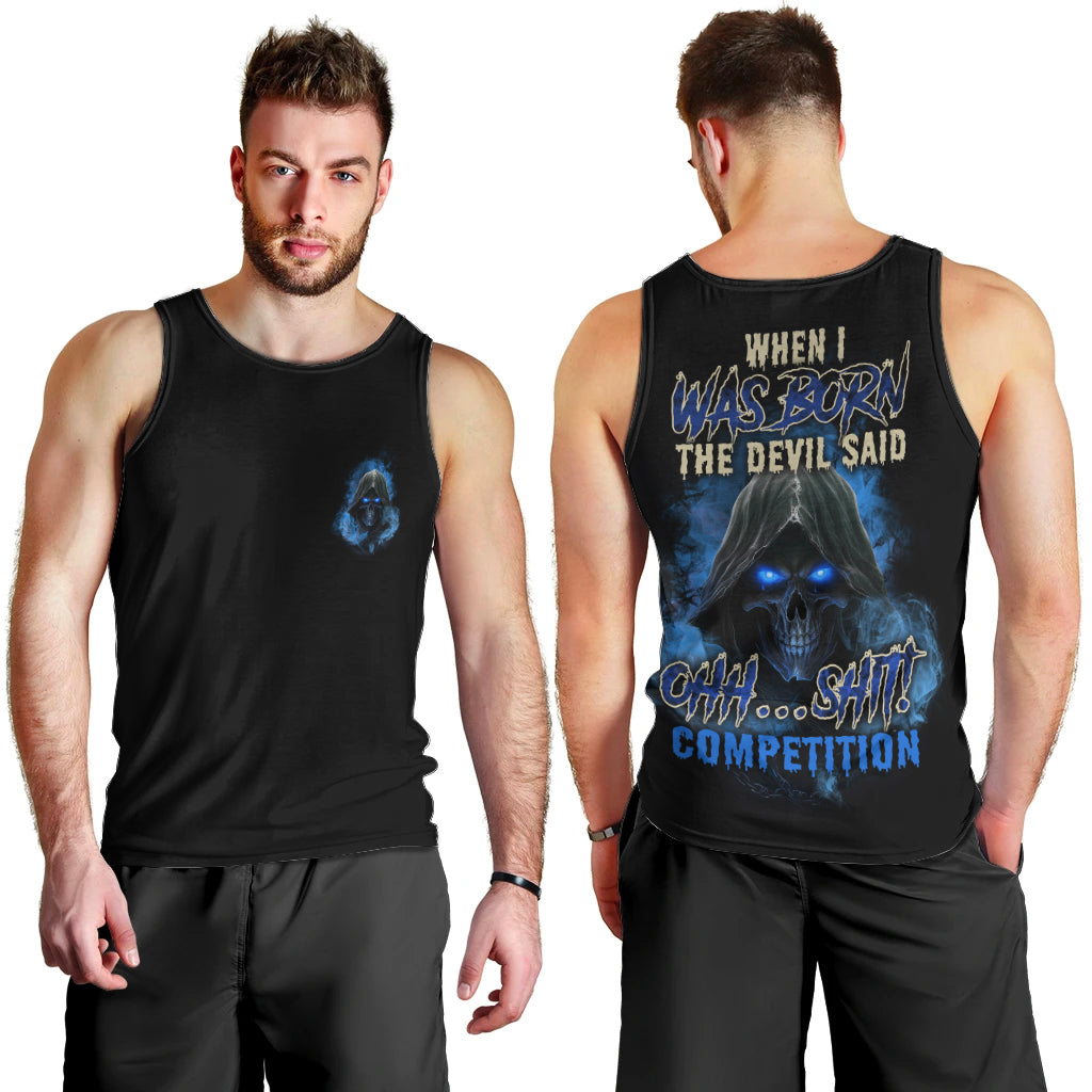 When I Was Born Reaper Fire Blue Men Tank Top - Wonder Print Shop