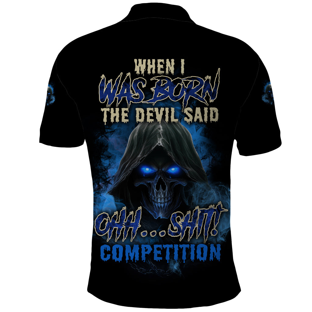 When I Was Born Reaper Fire Blue Polo Shirt - Wonder Print Shop