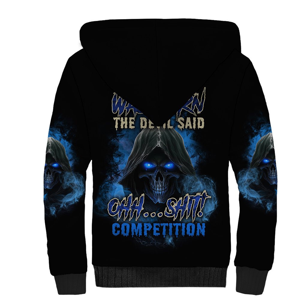 When I Was Born Reaper Fire Blue Sherpa Hoodie - Wonder Print Shop