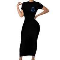 When I Was Born Reaper Fire Blue Short Sleeve Bodycon Dress - Wonder Print Shop