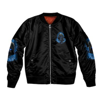 When I Was Born Reaper Fire Blue Sleeve Zip Bomber Jacket - Wonder Print Shop