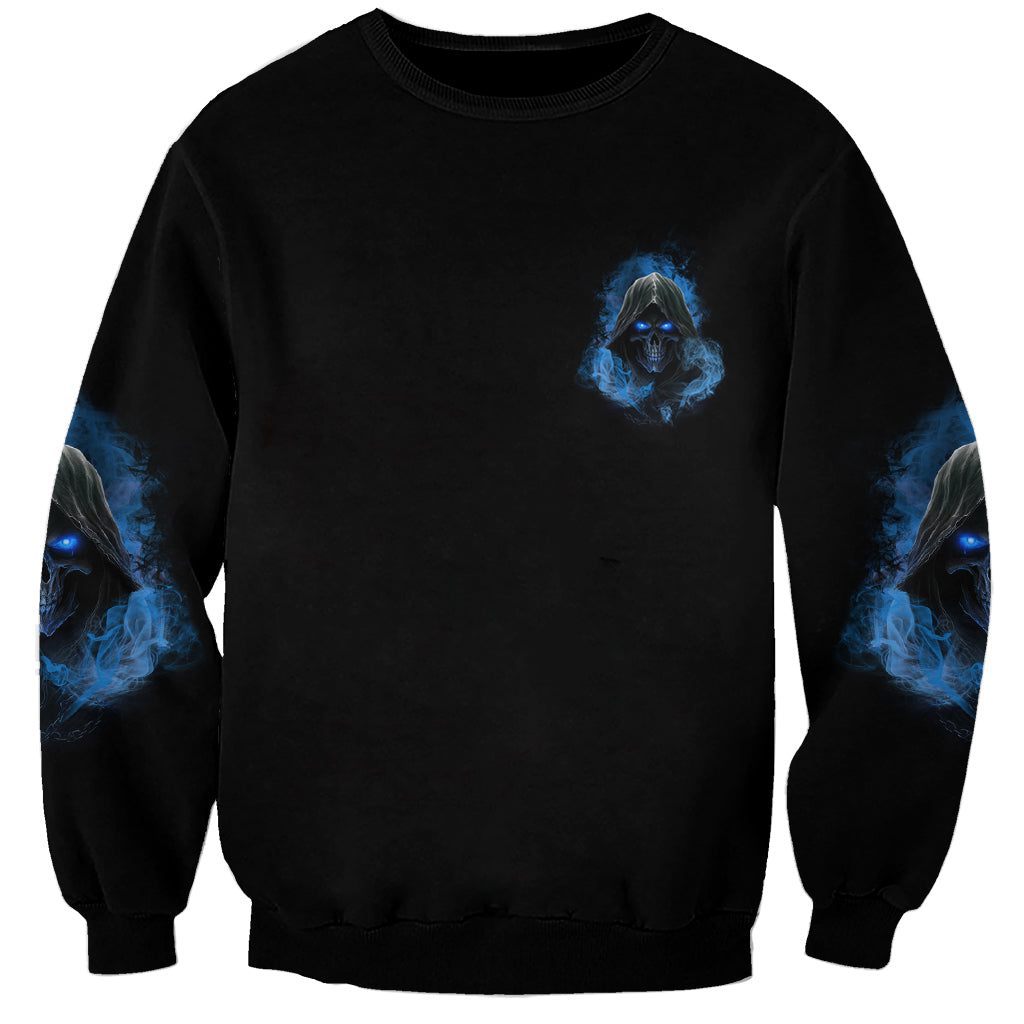 When I Was Born Reaper Fire Blue Sweatshirt - Wonder Print Shop