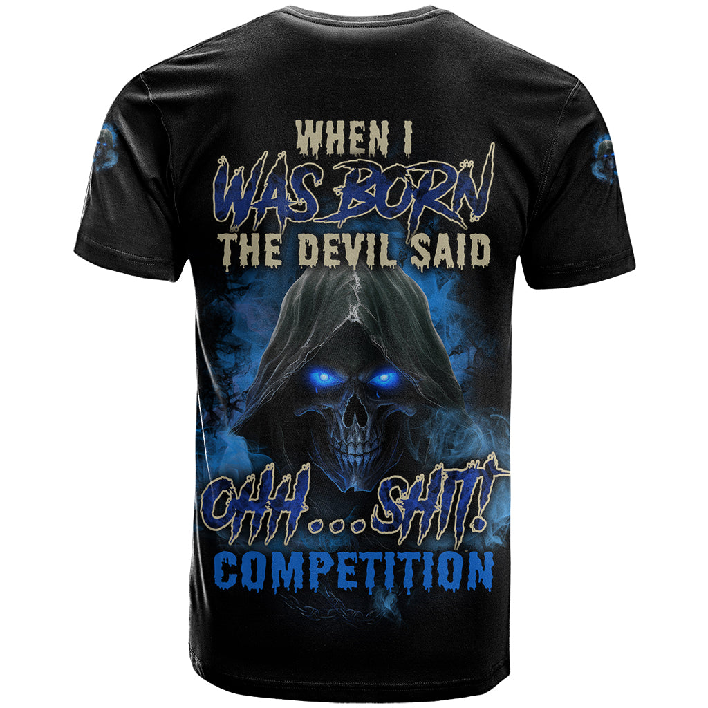 When I Was Born Reaper Fire Blue T Shirt - Wonder Print Shop