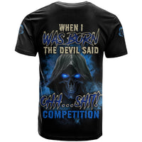 When I Was Born Reaper Fire Blue T Shirt - Wonder Print Shop