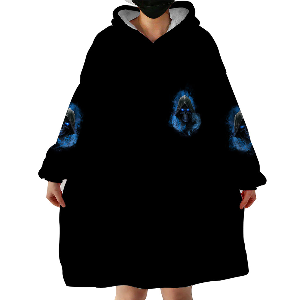 When I Was Born Reaper Fire Blue Wearable Blanket Hoodie - Wonder Print Shop