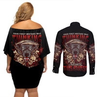 Your First Mistake Was Thingking Couples Matching Off Shoulder Short Dress and Long Sleeve Button Shirt - Wonder Print Shop