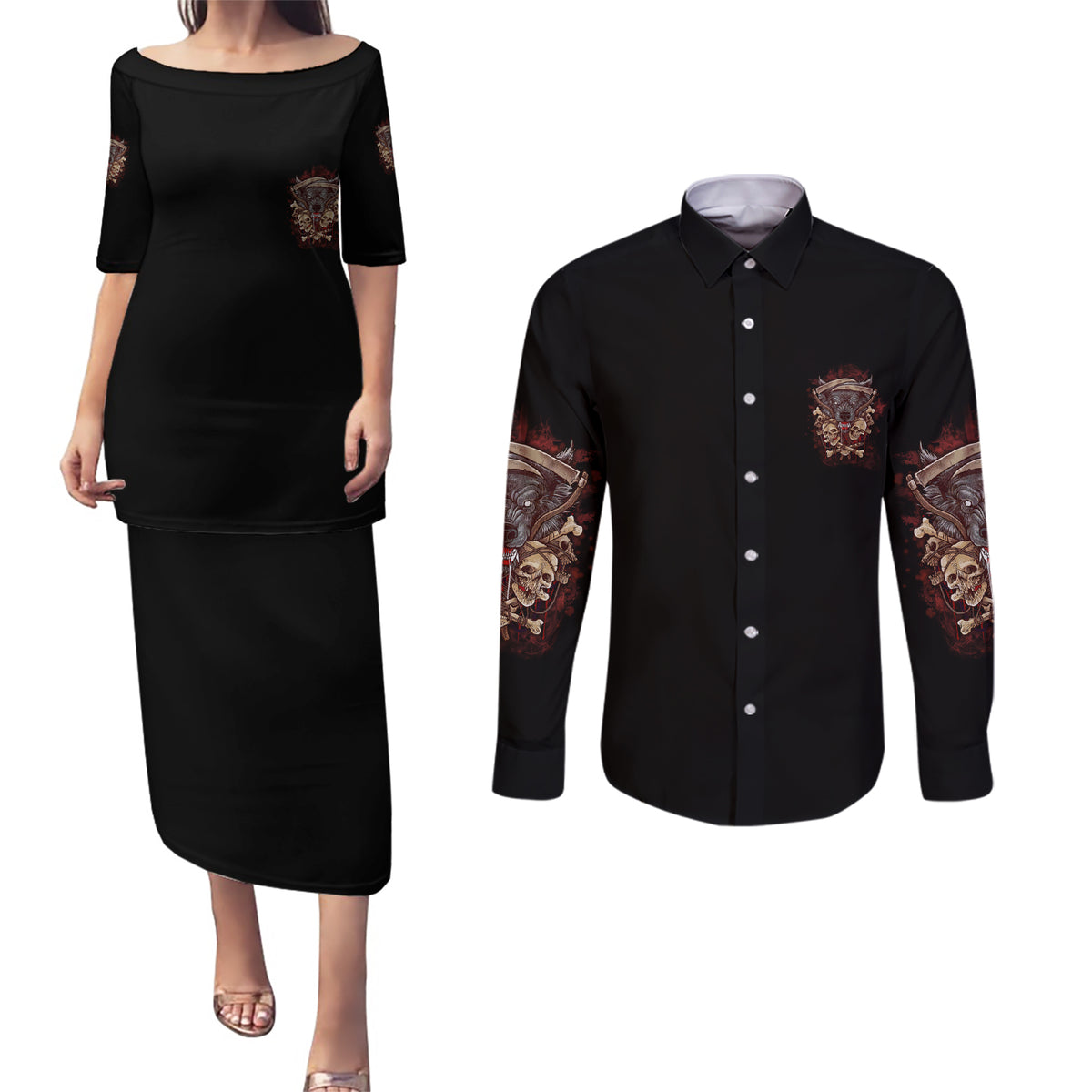 Your First Mistake Was Thingking Couples Matching Puletasi Dress and Long Sleeve Button Shirt - Wonder Print Shop