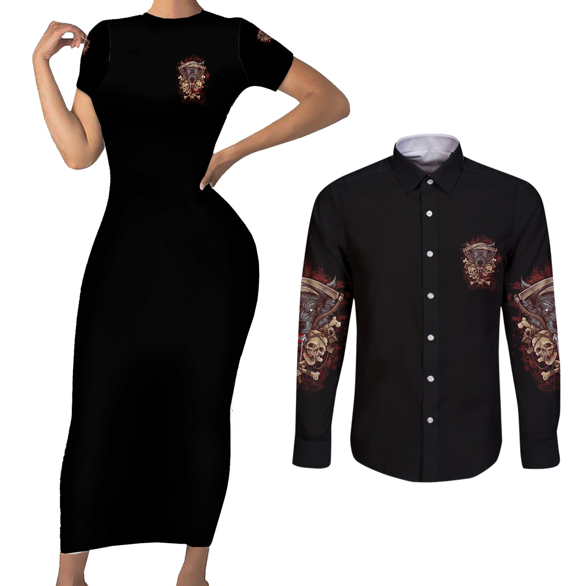 Your First Mistake Was Thingking Couples Matching Short Sleeve Bodycon Dress and Long Sleeve Button Shirt - Wonder Print Shop