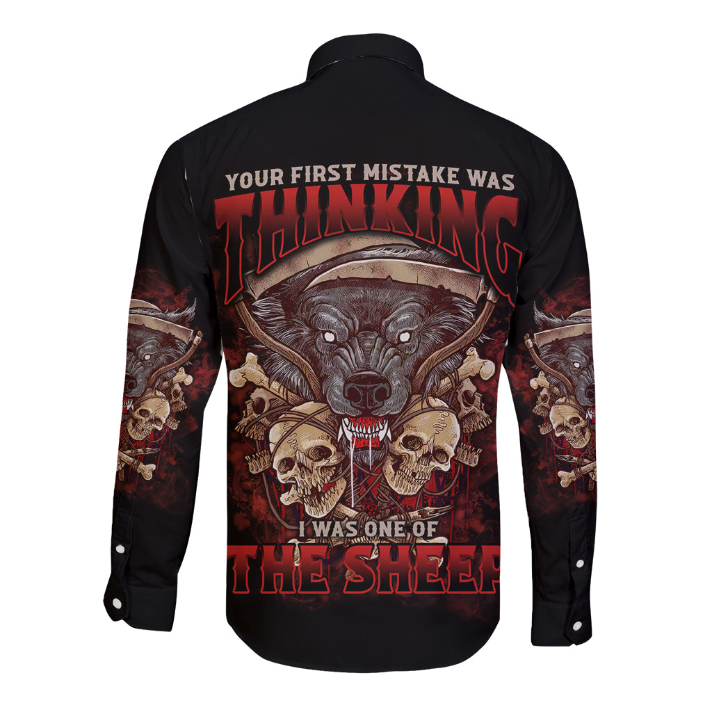 Your First Mistake Was Thingking Long Sleeve Button Shirt - Wonder Print Shop