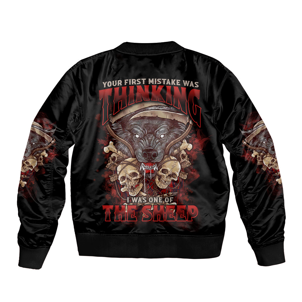 Your First Mistake Was Thingking Sleeve Zip Bomber Jacket - Wonder Print Shop