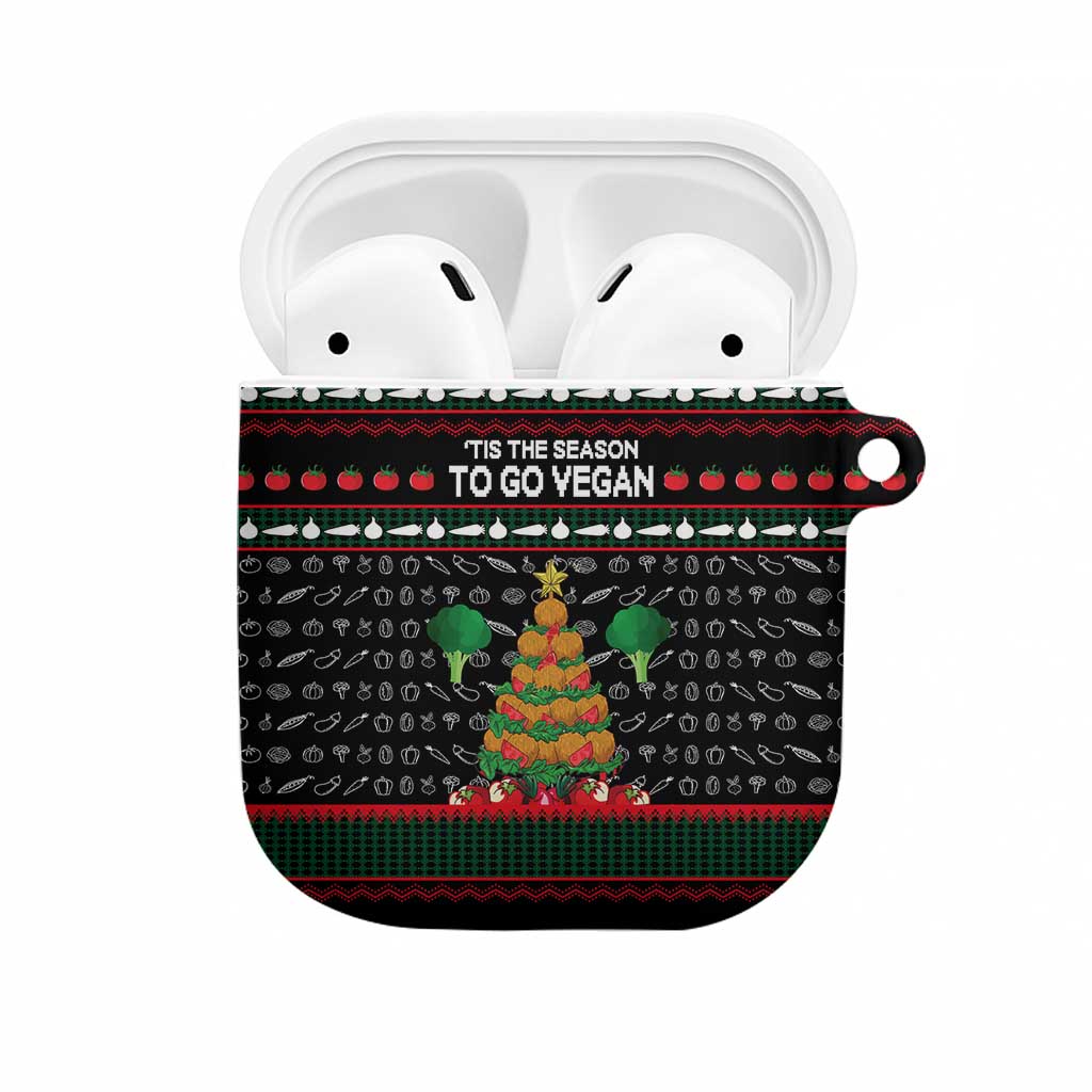 Vegan Christmas AirPods Case with Tis the Season to Go Vegan Quote and Vegetable Tree - Wonder Print Shop