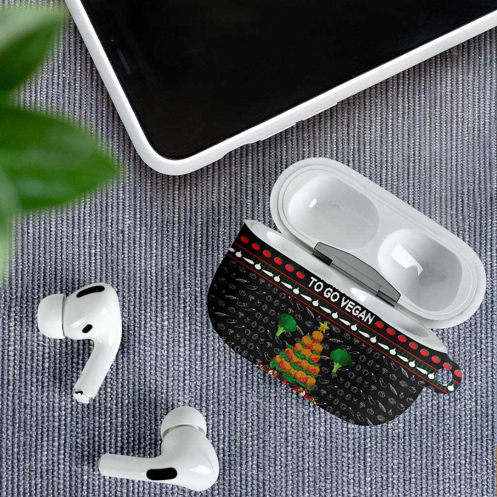 Vegan Christmas AirPods Case with Tis the Season to Go Vegan Quote and Vegetable Tree - Wonder Print Shop