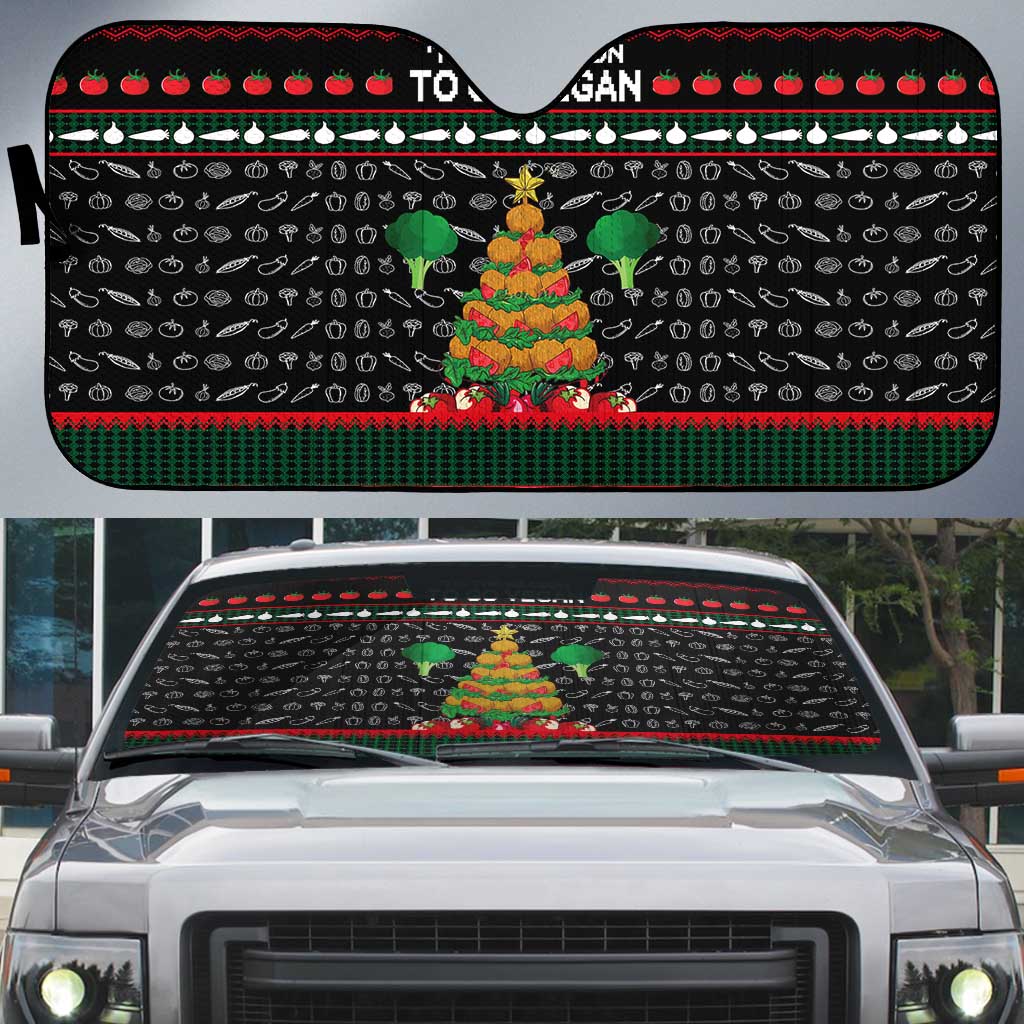 Vegan Christmas Auto Sun Shade with Tis the Season to Go Vegan Quote and Vegetable Tree - Wonder Print Shop