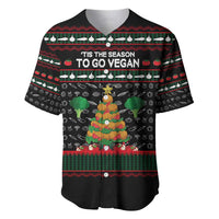 Vegan Christmas Baseball Jersey with Tis the Season to Go Vegan Quote and Vegetable Tree - Wonder Print Shop