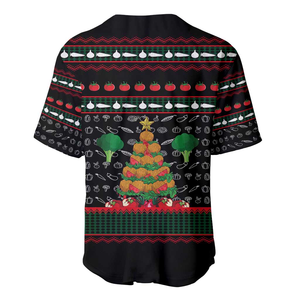 Vegan Christmas Baseball Jersey with Tis the Season to Go Vegan Quote and Vegetable Tree - Wonder Print Shop