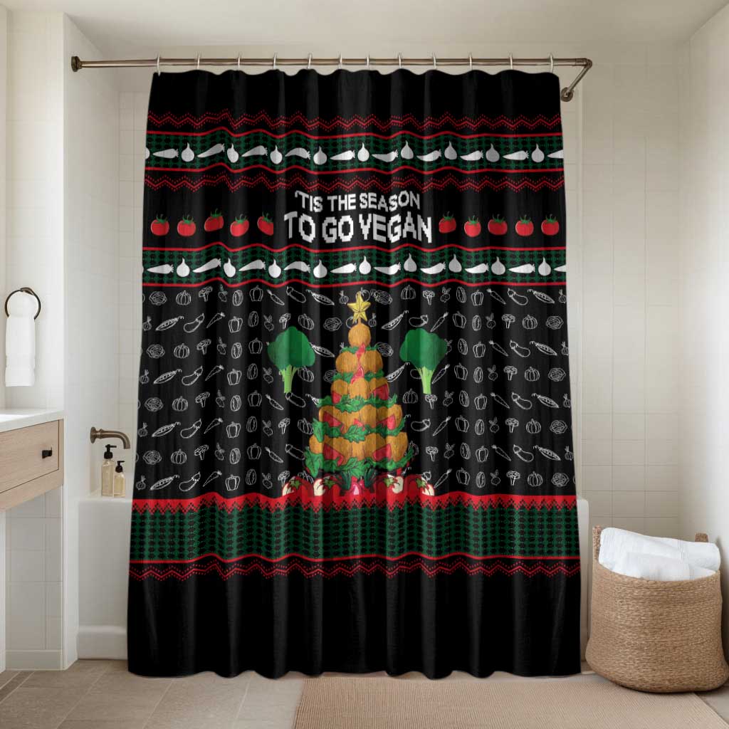 Vegan Christmas Bathroom Set with Tis the Season to Go Vegan Quote and Vegetable Tree - Wonder Print Shop
