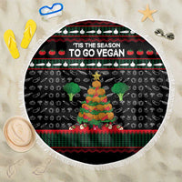 Vegan Christmas Beach Blanket with Tis the Season to Go Vegan Quote and Vegetable Tree - Wonder Print Shop