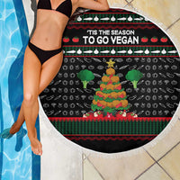 Vegan Christmas Beach Blanket with Tis the Season to Go Vegan Quote and Vegetable Tree - Wonder Print Shop
