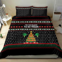 Vegan Christmas Bedding Set with Tis the Season to Go Vegan Quote and Vegetable Tree - Wonder Print Shop