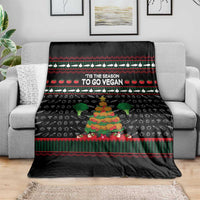 Vegan Christmas Blanket with Tis the Season to Go Vegan Quote and Vegetable Tree - Wonder Print Shop