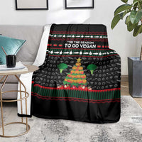 Vegan Christmas Blanket with Tis the Season to Go Vegan Quote and Vegetable Tree - Wonder Print Shop