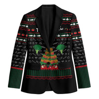 Vegan Christmas Blazer with Tis the Season to Go Vegan Quote and Vegetable Tree - Wonder Print Shop