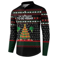 Vegan Christmas Button Sweatshirt with Tis the Season to Go Vegan Quote and Vegetable Tree - Wonder Print Shop