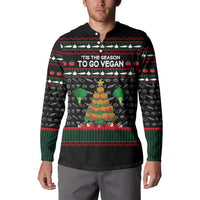 Vegan Christmas Button Sweatshirt with Tis the Season to Go Vegan Quote and Vegetable Tree - Wonder Print Shop