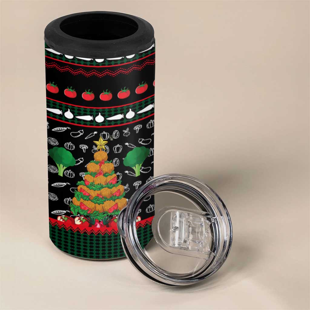 Vegan Christmas 4 in 1 Can Cooler Tumbler with Tis the Season to Go Vegan Quote and Vegetable Tree - Wonder Print Shop