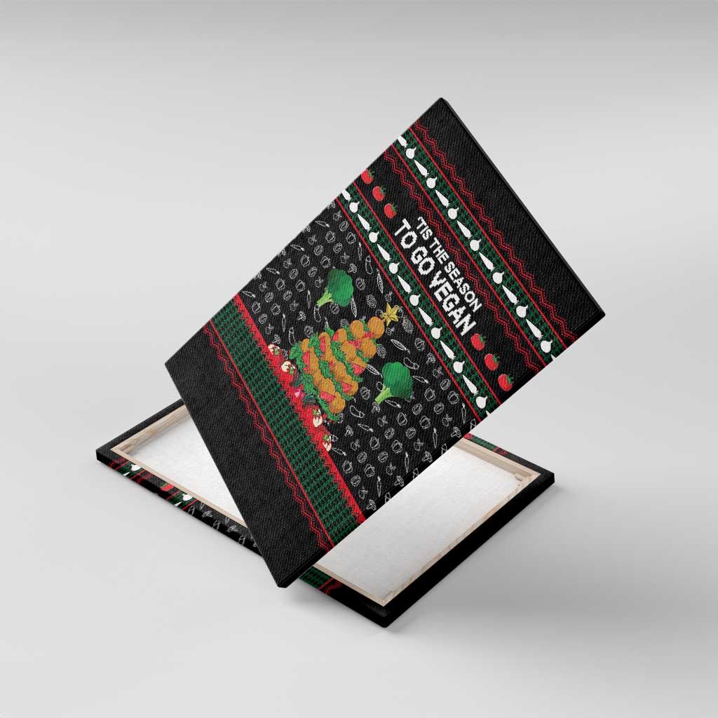 Vegan Christmas Canvas Wall Art with Tis the Season to Go Vegan Quote and Vegetable Tree - Wonder Print Shop