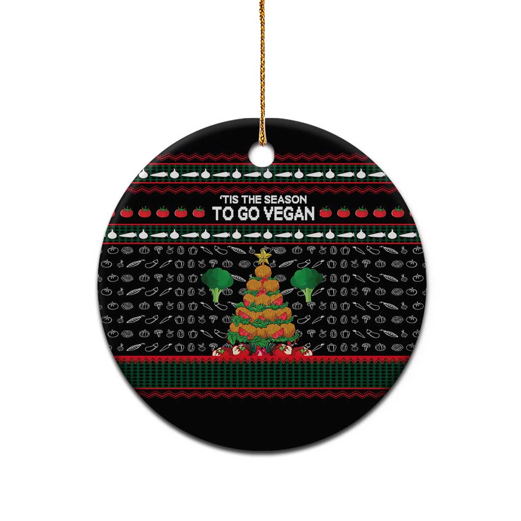 Vegan Christmas Ceramic Ornament with Tis the Season to Go Vegan Quote and Vegetable Tree - Wonder Print Shop