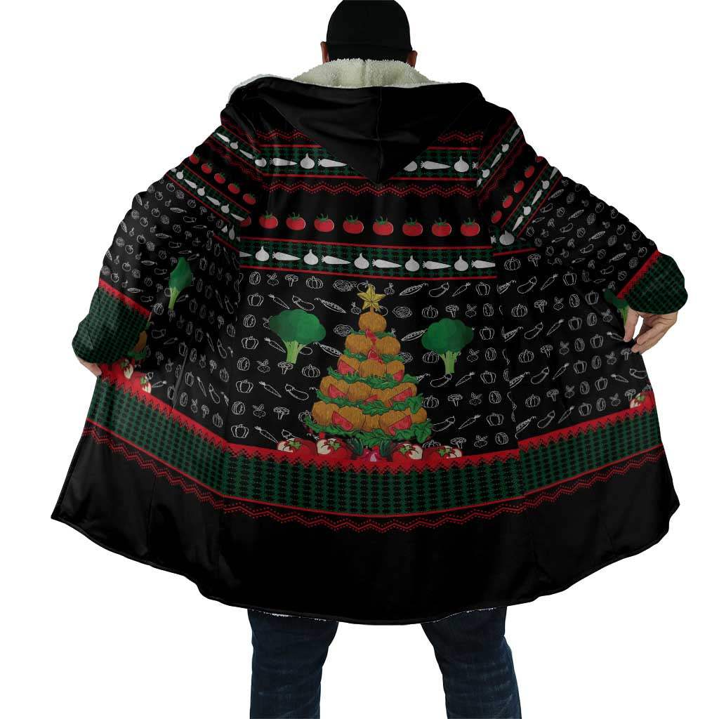 Vegan Christmas Cloak with Tis the Season to Go Vegan Quote and Vegetable Tree - Wonder Print Shop