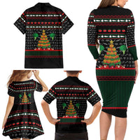 Vegan Christmas Family Matching Long Sleeve Bodycon Dress and Hawaiian Shirt with Tis the Season to Go Vegan Quote and Vegetable Tree - Wonder Print Shop