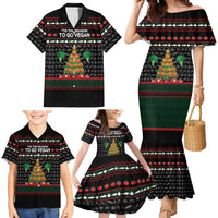 Vegan Christmas Family Matching Mermaid Dress and Hawaiian Shirt with Tis the Season to Go Vegan Quote and Vegetable Tree - Wonder Print Shop