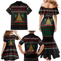 Vegan Christmas Family Matching Mermaid Dress and Hawaiian Shirt with Tis the Season to Go Vegan Quote and Vegetable Tree - Wonder Print Shop