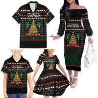 Vegan Christmas Family Matching Off The Shoulder Long Sleeve Dress and Hawaiian Shirt with Tis the Season to Go Vegan Quote and Vegetable Tree - Wonder Print Shop
