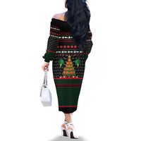 Vegan Christmas Family Matching Off The Shoulder Long Sleeve Dress and Hawaiian Shirt with Tis the Season to Go Vegan Quote and Vegetable Tree - Wonder Print Shop