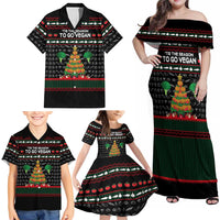 Vegan Christmas Family Matching Off Shoulder Maxi Dress and Hawaiian Shirt with Tis the Season to Go Vegan Quote and Vegetable Tree - Wonder Print Shop