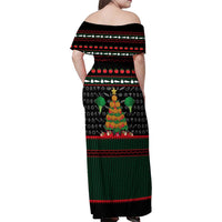 Vegan Christmas Family Matching Off Shoulder Maxi Dress and Hawaiian Shirt with Tis the Season to Go Vegan Quote and Vegetable Tree - Wonder Print Shop