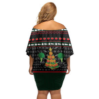 Vegan Christmas Family Matching Off Shoulder Short Dress and Hawaiian Shirt with Tis the Season to Go Vegan Quote and Vegetable Tree - Wonder Print Shop