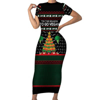 Vegan Christmas Family Matching Short Sleeve Bodycon Dress and Hawaiian Shirt with Tis the Season to Go Vegan Quote and Vegetable Tree - Wonder Print Shop