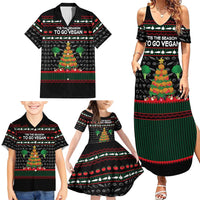 Vegan Christmas Family Matching Summer Maxi Dress and Hawaiian Shirt with Tis the Season to Go Vegan Quote and Vegetable Tree - Wonder Print Shop
