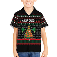 Vegan Christmas Hawaiian Shirt with Tis the Season to Go Vegan Quote and Vegetable Tree - Wonder Print Shop