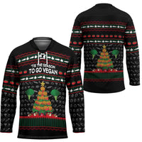 Vegan Christmas Hockey Jersey with Tis the Season to Go Vegan Quote and Vegetable Tree - Wonder Print Shop