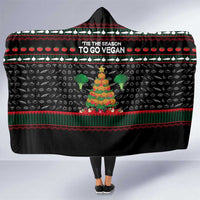 Vegan Christmas Hooded Blanket with Tis the Season to Go Vegan Quote and Vegetable Tree - Wonder Print Shop